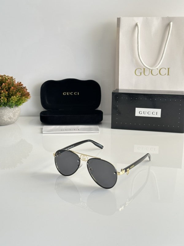 Guccii Gold and Black Edge Sunglasses