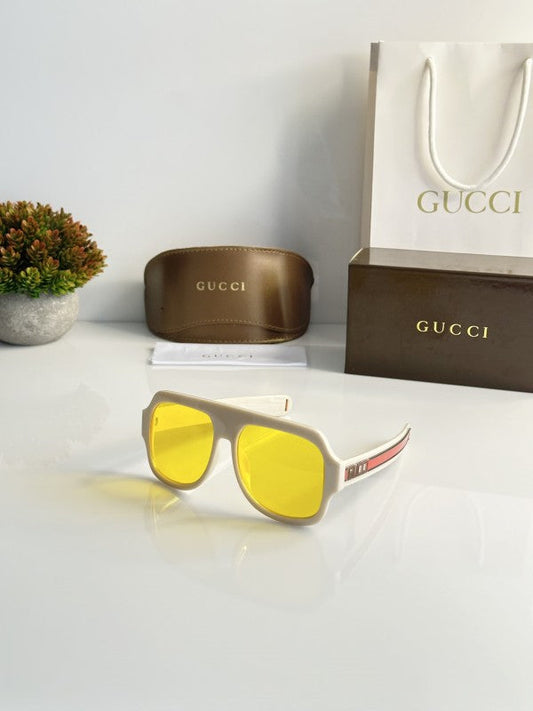 Guccii Cream and Yellow Primium Sunglasses
