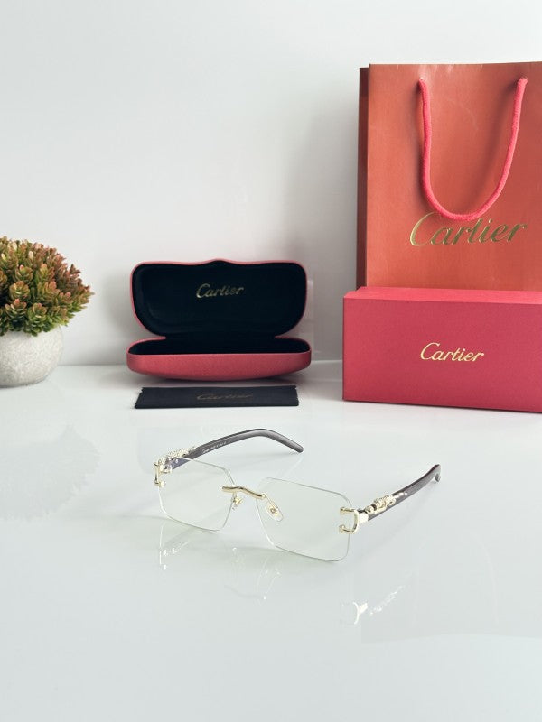 Cartierr Clear Lens Jaguar Frame Sunglasses