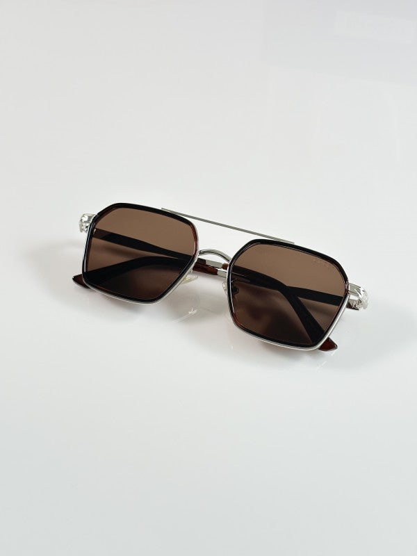 Guccii Unique Silver and Brown Sunglasses