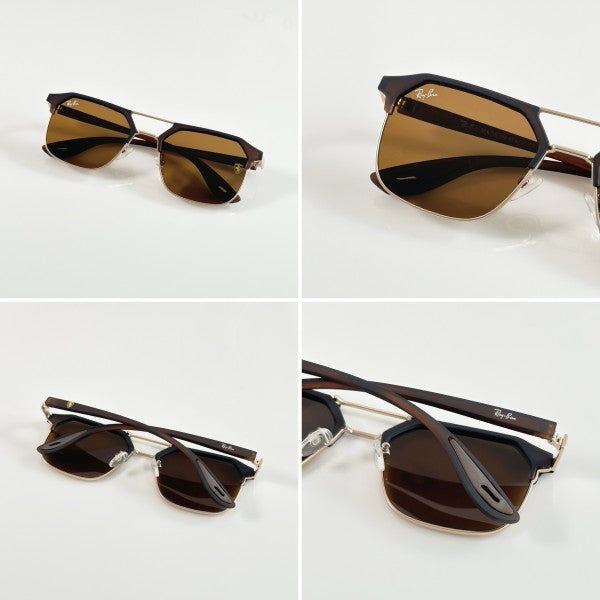 Raybann Wayfarer Gold Mate Brown Sunglasses