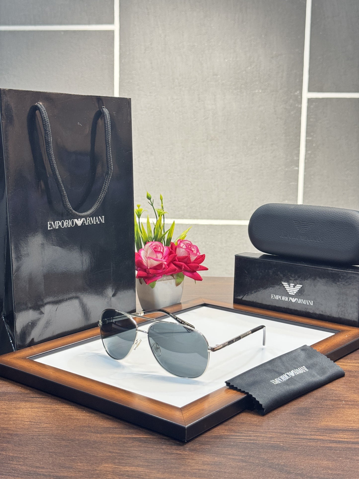 Emporio Armanii Prime Edge Silver and Black Sunglasses