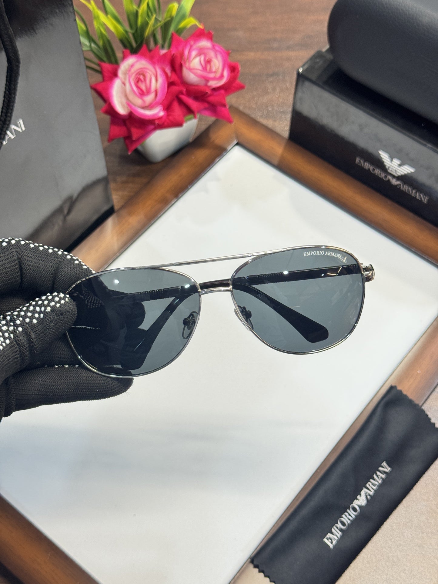 Emporio Armanii Prime Edge Silver and Black Sunglasses