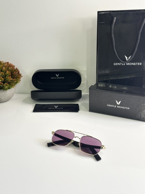 Gentlle Monsterr Unisex Gold and Purple Sunglasses