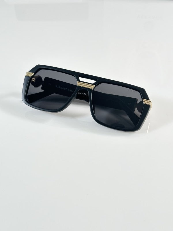 Versacee Unisex Gold and Black Sunglasses