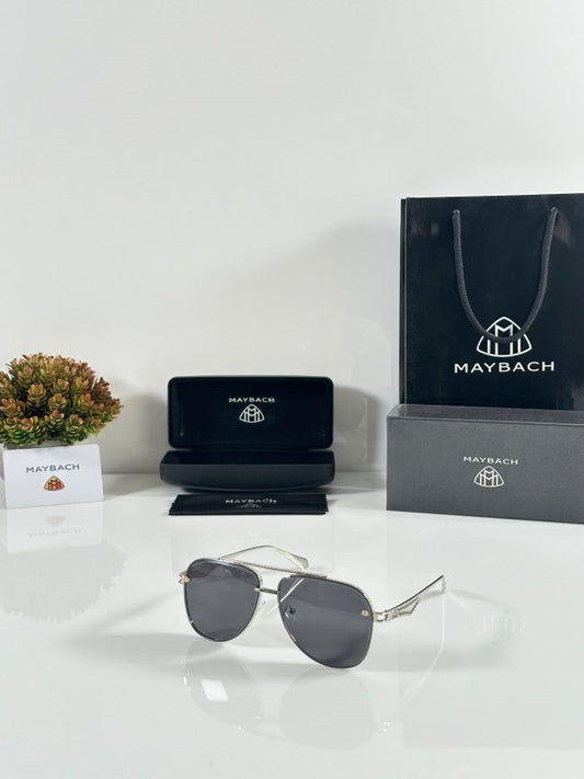 Maybacch Unisex Silver and Black Sunglasses