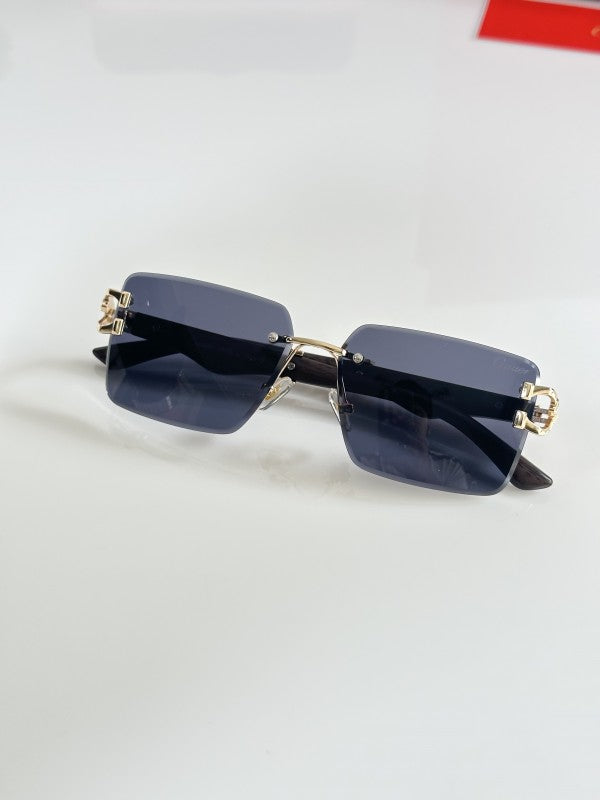 Cartierr Unisex Gold and Black Sunglasses