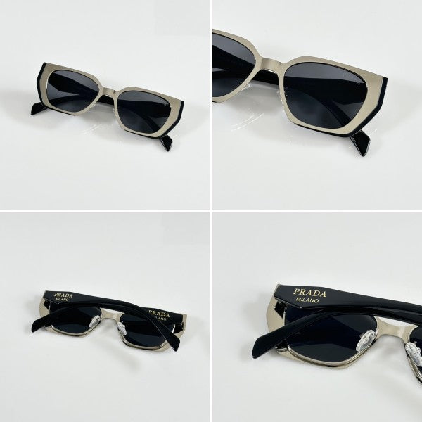 Pradaa Woman Primium Silver and Black Sunglasses