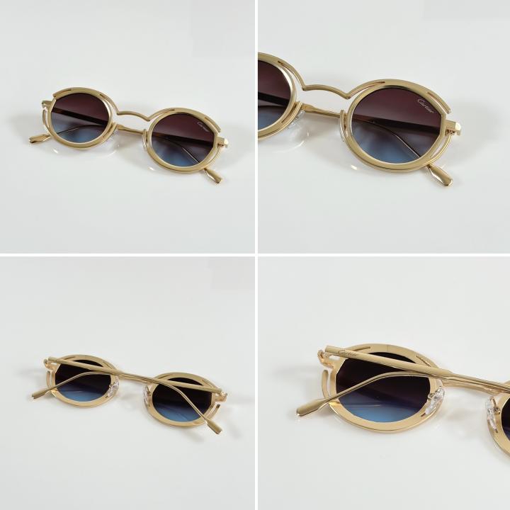 Cartierr Unique Gold and Blue Primium Sunglasses