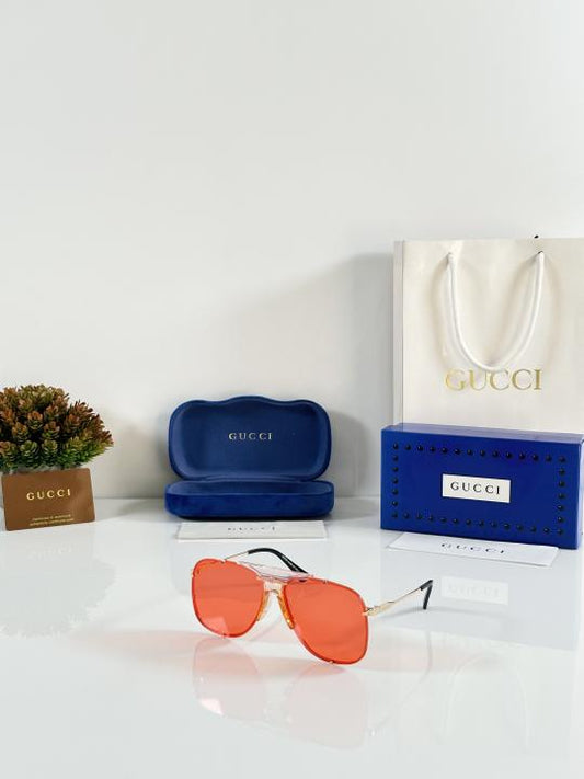 Guccii Retro Gold With Red Look Sunglasses