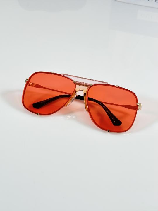 Guccii Retro Gold With Red Look Sunglasses