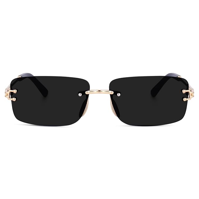 Dervin UV Protected Retro Rectangular Rimless Sunglasses for Men and Women