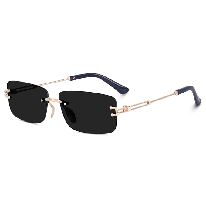 Dervin UV Protected Retro Rectangular Rimless Sunglasses for Men and Women