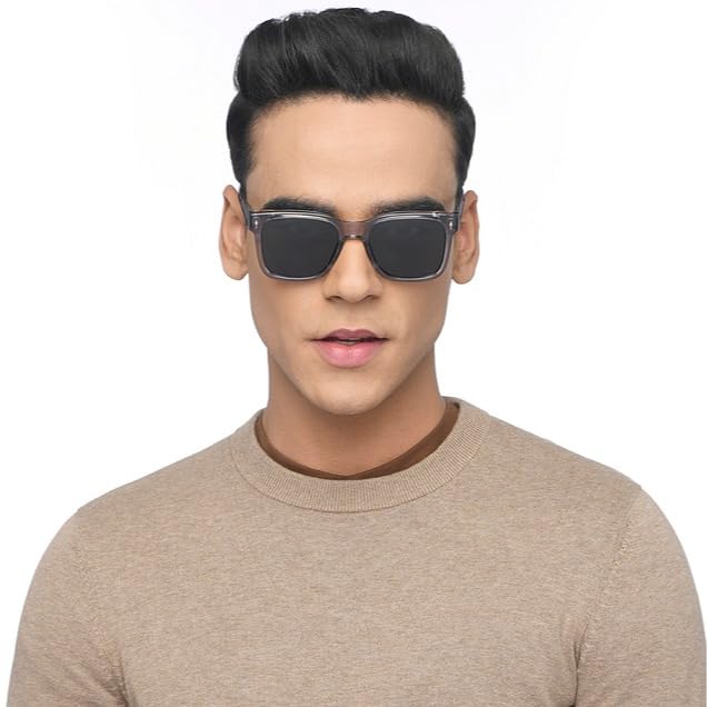VINCENT CHASE EYEWEAR Polarized and 100% UV Protected | Grey Full Rim Square | Classics | Branded Latest and Stylish Sunglasses | For Men & Women | Large |
