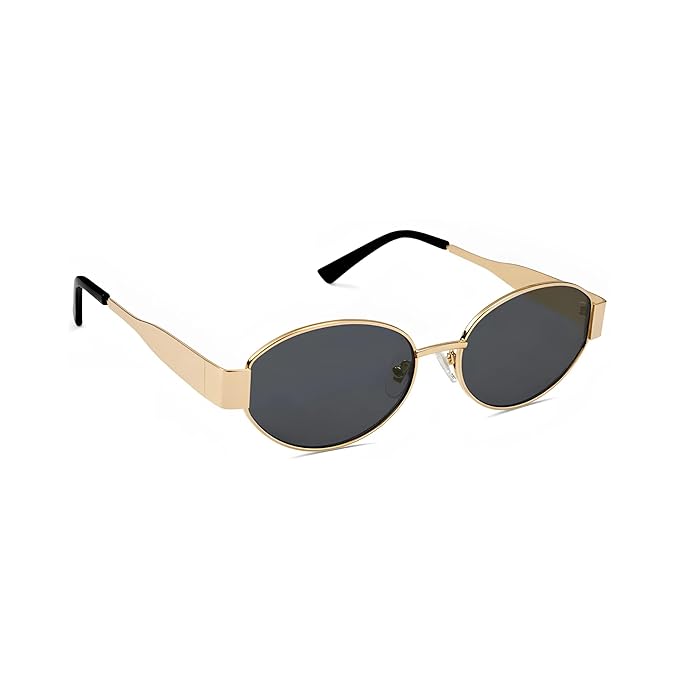 4Flaunt Retro Oval Sunglasses For Women & Men | Trending, Stylish & Durable Metal Frame Vintage 90s Sunglasses With UV 400 Protection Lenses
