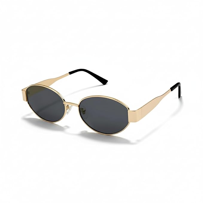 4Flaunt Retro Oval Sunglasses For Women & Men | Trending, Stylish & Durable Metal Frame Vintage 90s Sunglasses With UV 400 Protection Lenses