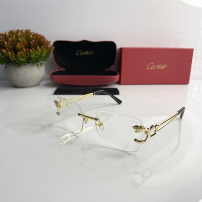 Cartierr Clear Lens Golden Jaguar Sunglasses