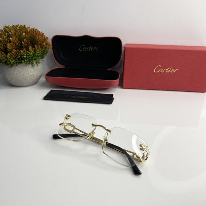 Cartierr Clear Lens Golden Jaguar Sunglasses