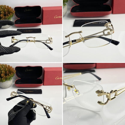 Cartierr Clear Lens Golden Jaguar Sunglasses
