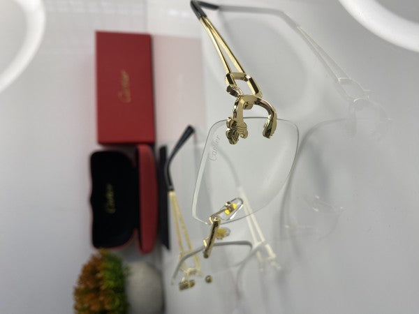 Cartierr Clear Lens Golden Jaguar Sunglasses