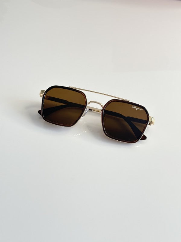 Salvatoree Ferragamo Gold and Brown Sunglasses