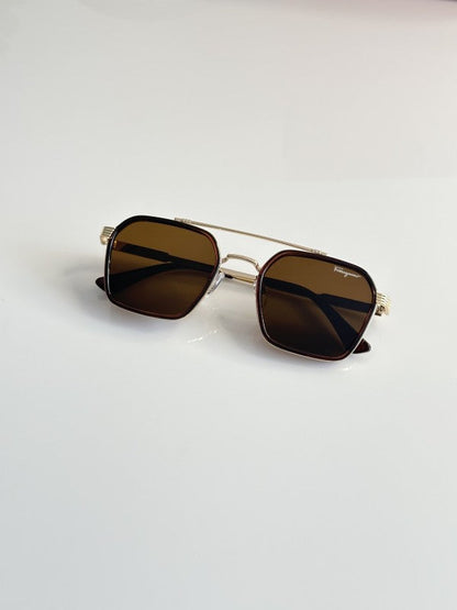 Salvatoree Ferragamo Gold and Brown Sunglasses