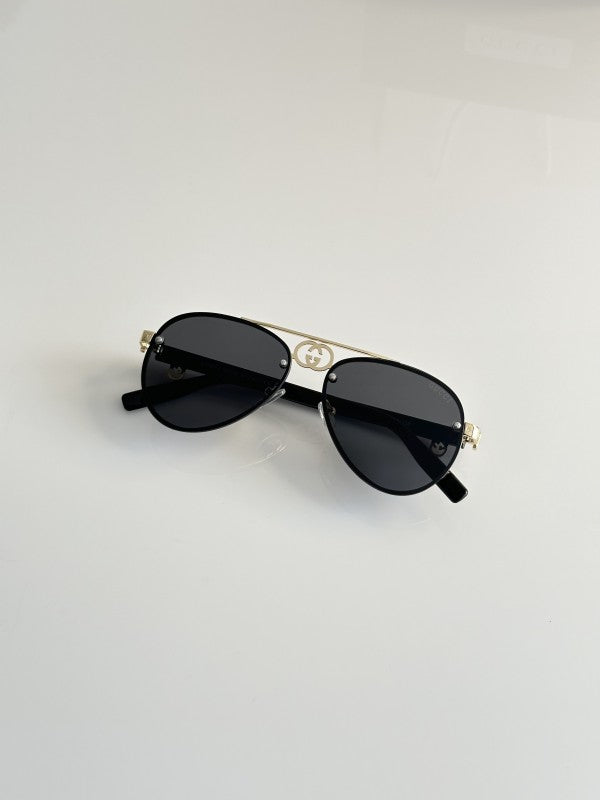 Guccii Gold and Black Edge Sunglasses