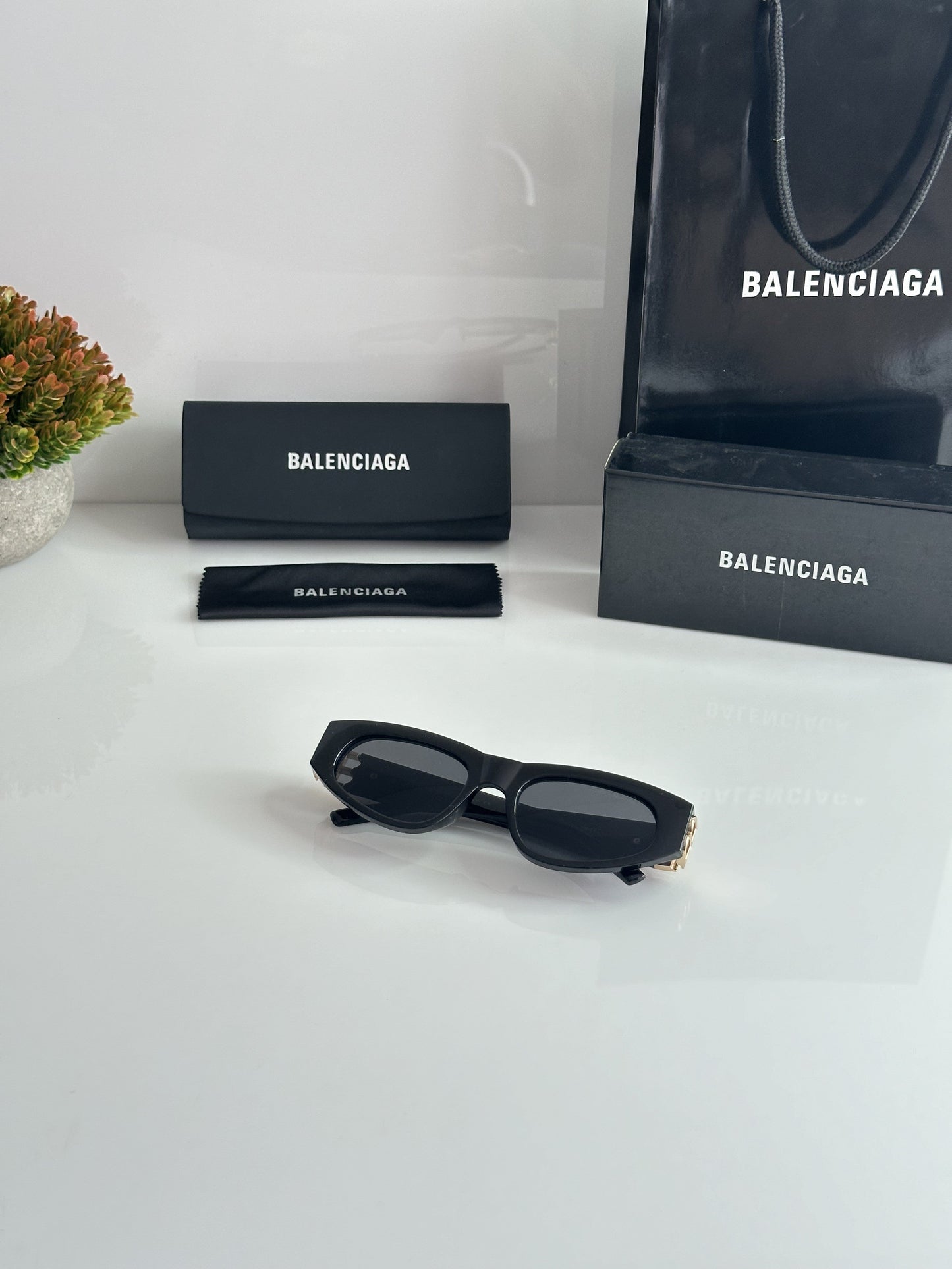 Balenciiaga Primium Unisex Gold and Black Sunglasses