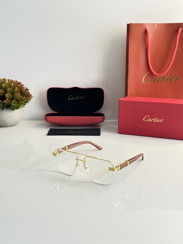 Cartierr Gold Clear Square Sunglasses
