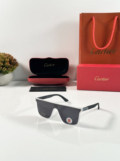Cartierr Black and Mat White Classic Sunglasses