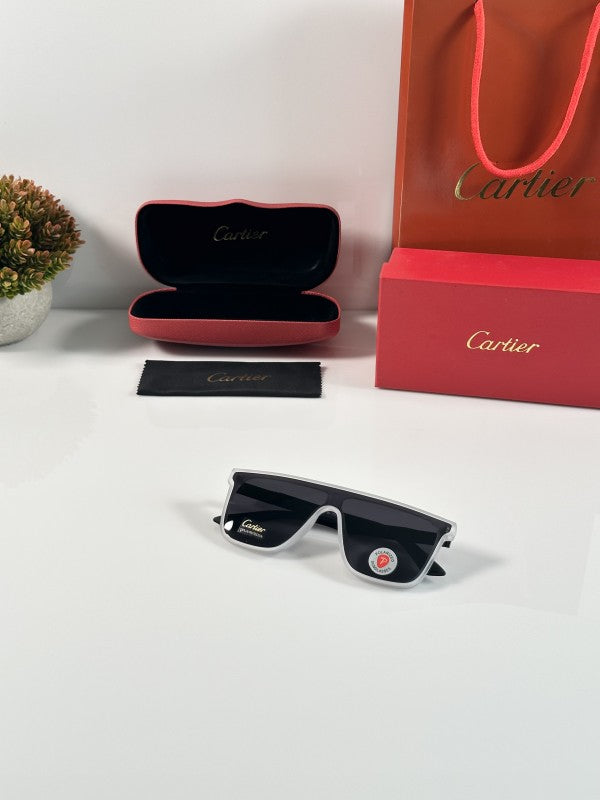 Cartierr Black and Mat White Classic Sunglasses