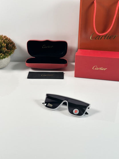 Cartierr Black and Mat White Classic Sunglasses