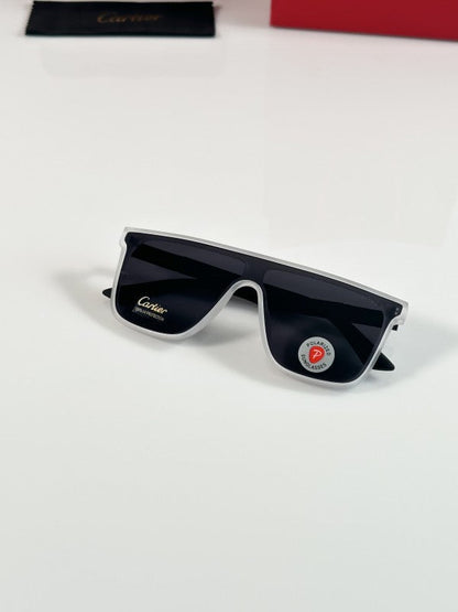 Cartierr Black and Mat White Classic Sunglasses