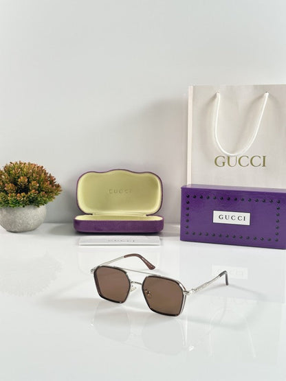 Guccii Unique Silver and Brown Sunglasses