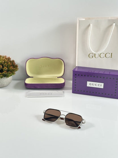 Guccii Unique Silver and Brown Sunglasses