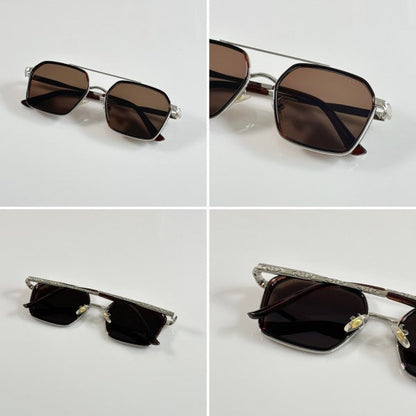 Guccii Unique Silver and Brown Sunglasses