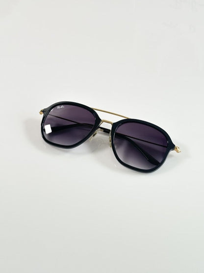 Raybann Hexagonal Gold Black Sunglasses
