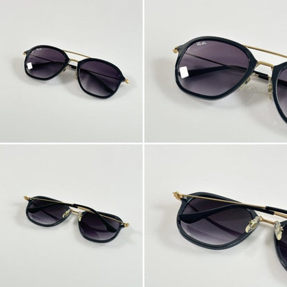 Raybann Hexagonal Gold Black Sunglasses