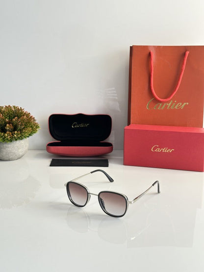 Cartierr Unisex Silver Brown Sunglasses