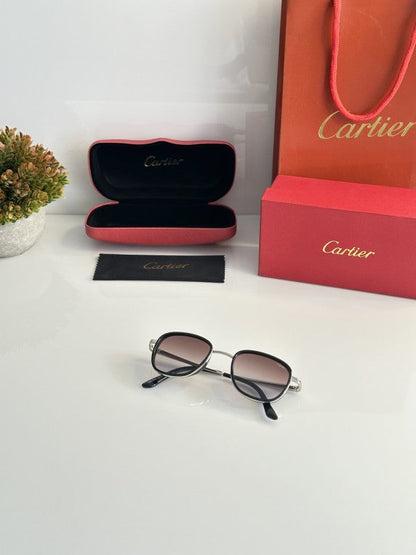 Cartierr Unisex Silver Brown Sunglasses