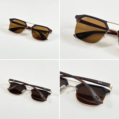 Raybann Wayfarer Gold Mate Brown Sunglasses