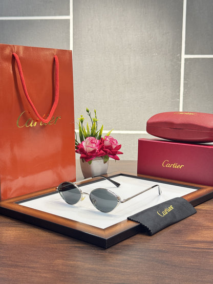 Cartier Unisex Silver and Black Sunglasses