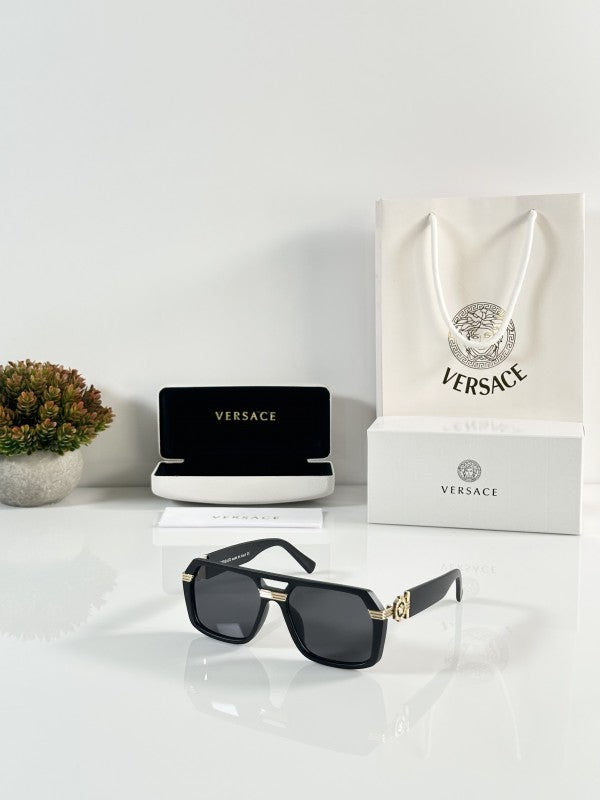 Versacee Unisex Gold and Black Sunglasses