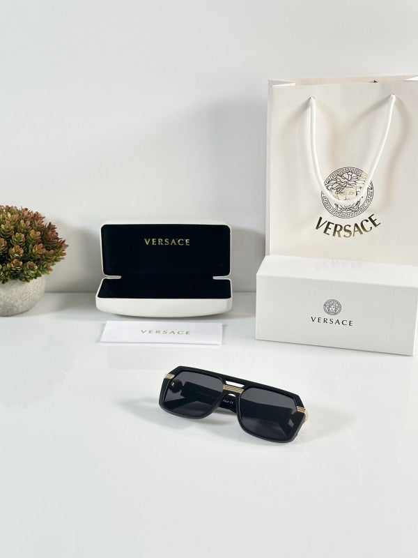 Versacee Unisex Gold and Black Sunglasses
