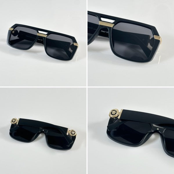 Versacee Unisex Gold and Black Sunglasses