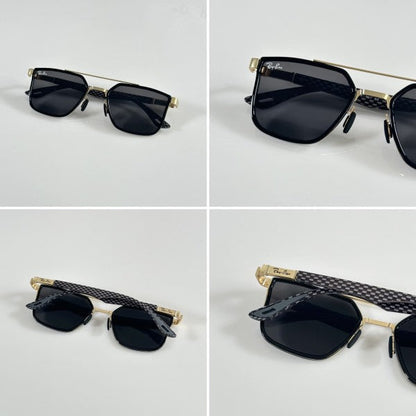 Raybann Primium Unisex Gold and Black Sunglasses