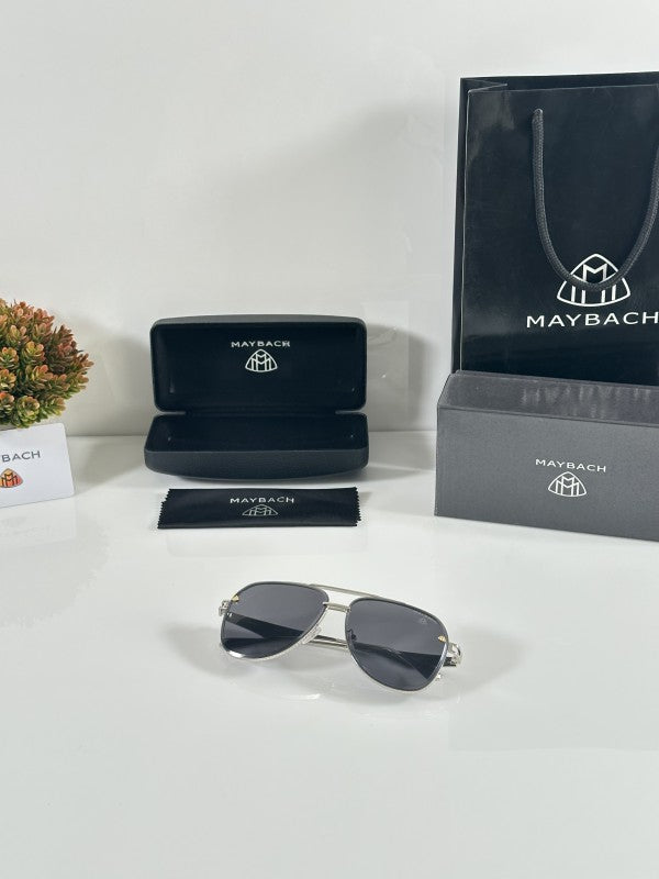 Maybacch Unisex Silver and Black Sunglasses