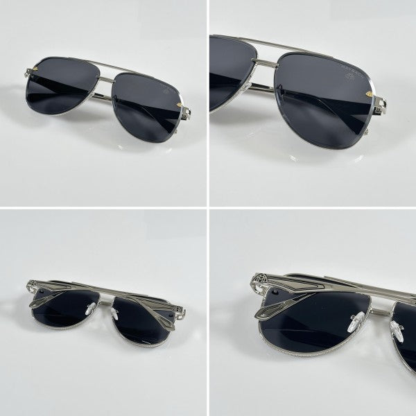 Maybacch Unisex Silver and Black Sunglasses