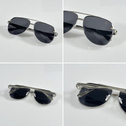 Maybacch Unisex Silver and Black Sunglasses