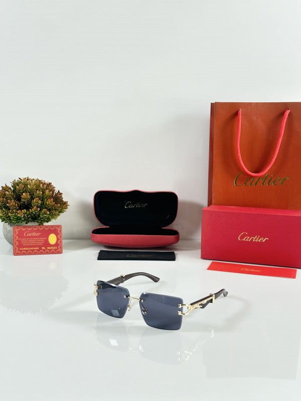 Cartierr Unisex Gold and Black Sunglasses